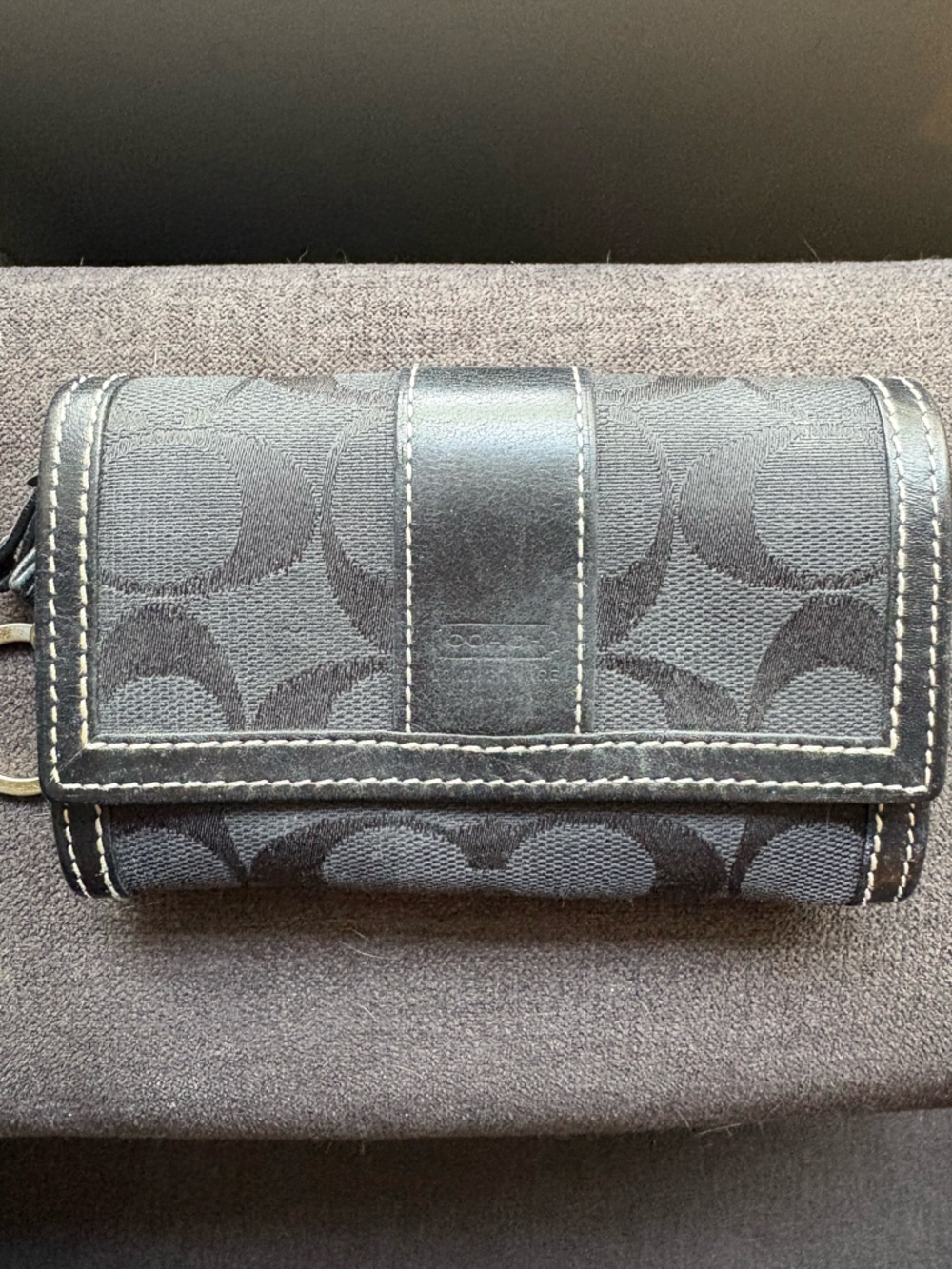 Coach Black Signature Canvas folded wallet